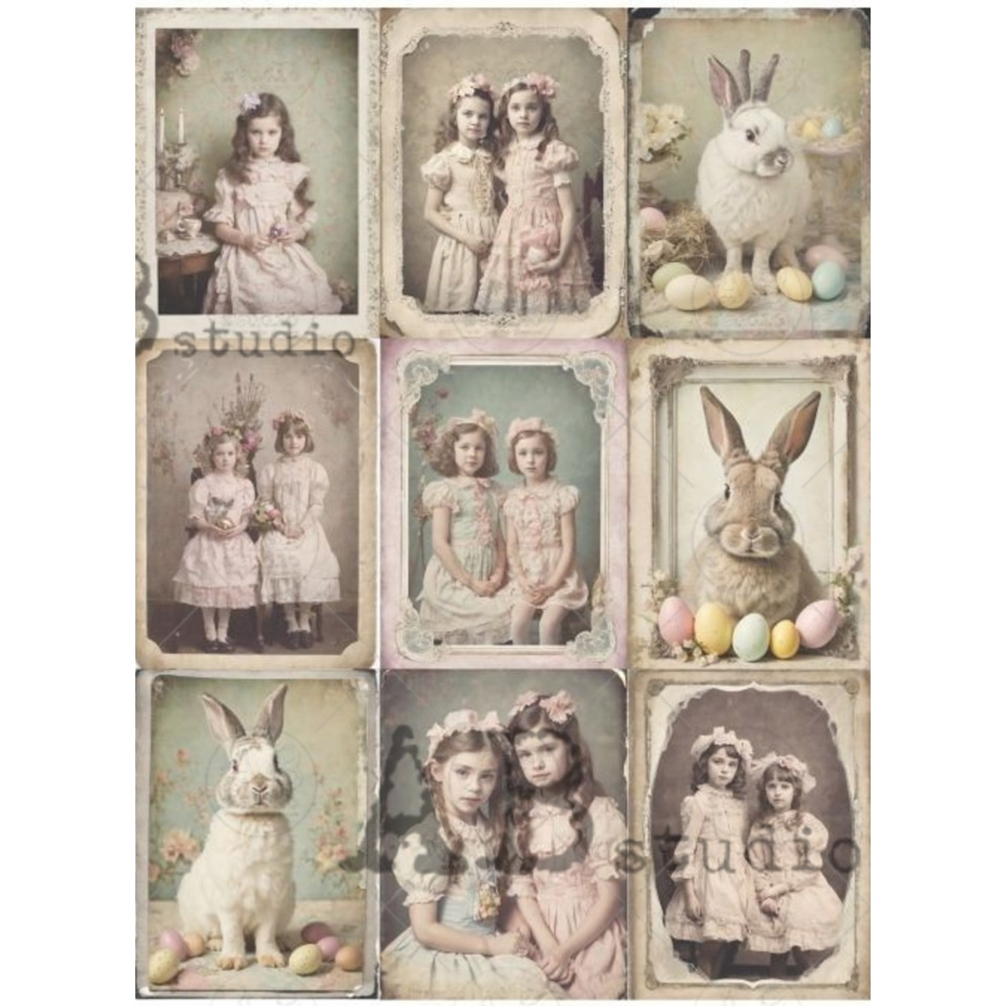 "9 Vintage Style Easter Scenes" decoupage rice paper by AB Studio. Available at Milton's Daughter.