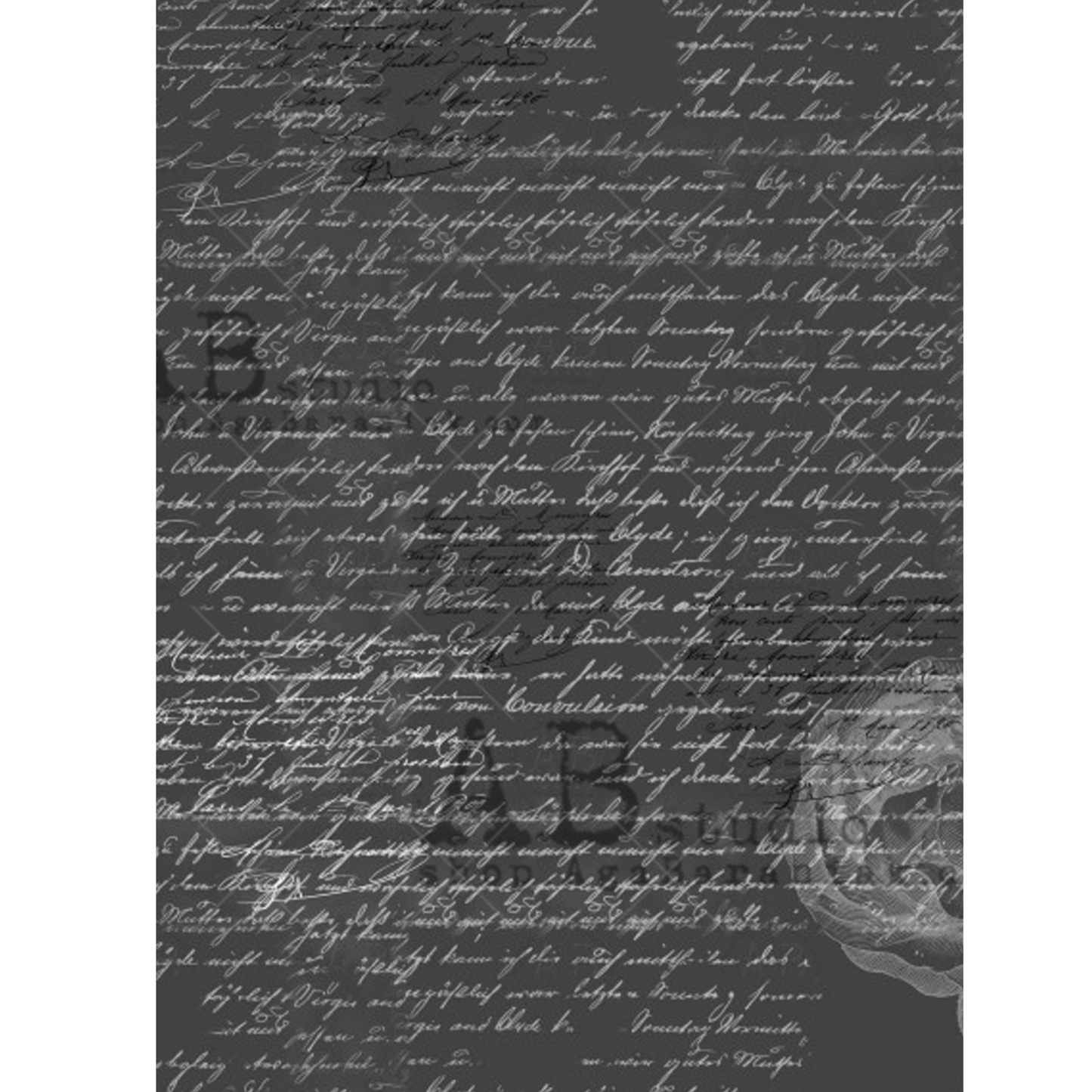 "Black & White Script" decoupage rie paper by AB Studio available at Milton's Daughter.