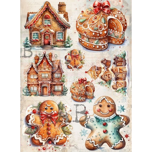 "Christmas Gingerbread Cookies" decoupage rice paper by AB Studio. Available at Milton's Daughter.