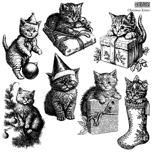 "Christmas Kitties" IOD Stamp by Iron Orchid Designs. Available at Milton's Daughter.