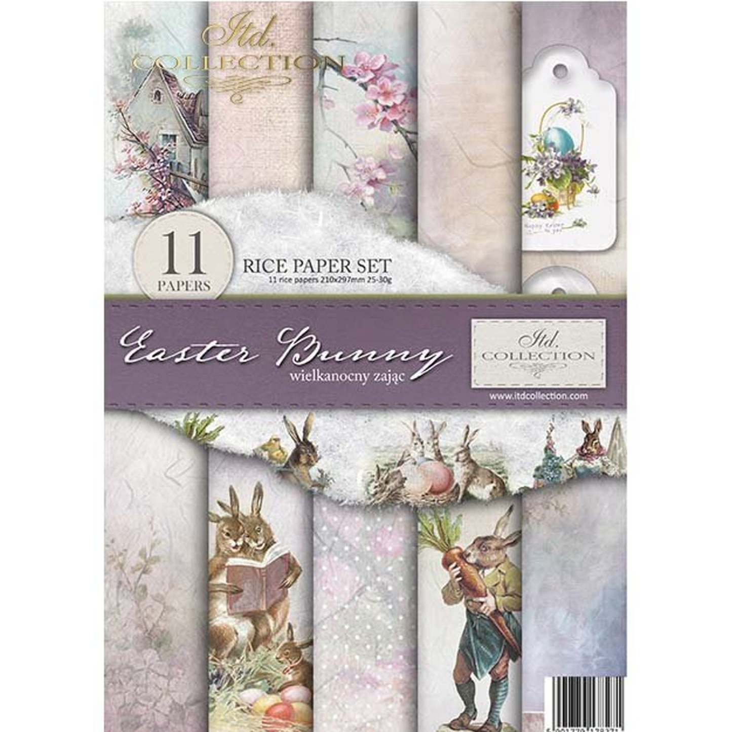 "Easter Bunny" decoupage rice paper set. Set includes 11 A4 rice paper sheets. Available at Milton's Daughter.