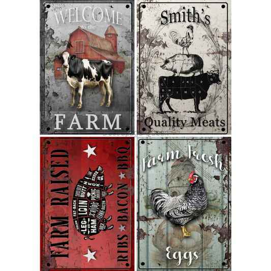 "Farmhouse Signs 4 Pack" decoupage rice paper by Decoupage Queen. Available at Milton's Daughter.