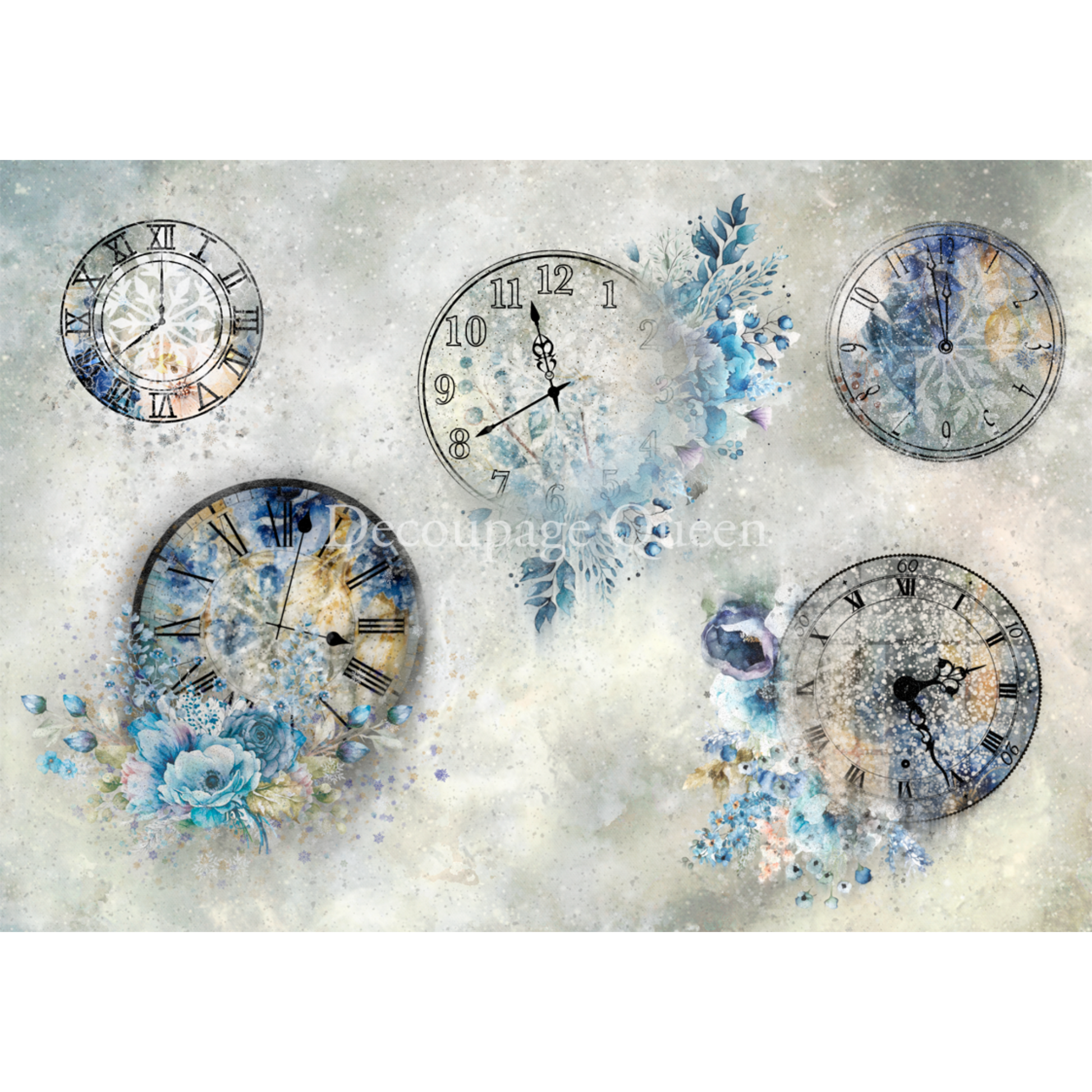 "Frozen in Time" decoupage rice paper designed by Dainty and the Queen for Decoupage Queen. Available at Milton's Daughter.