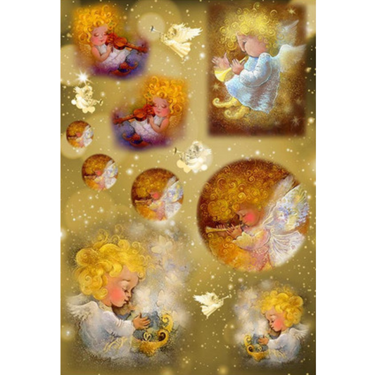 "Gilded Musical Angels" decoupage rice paper by Paper Designs. Available at Milton's Daughter.