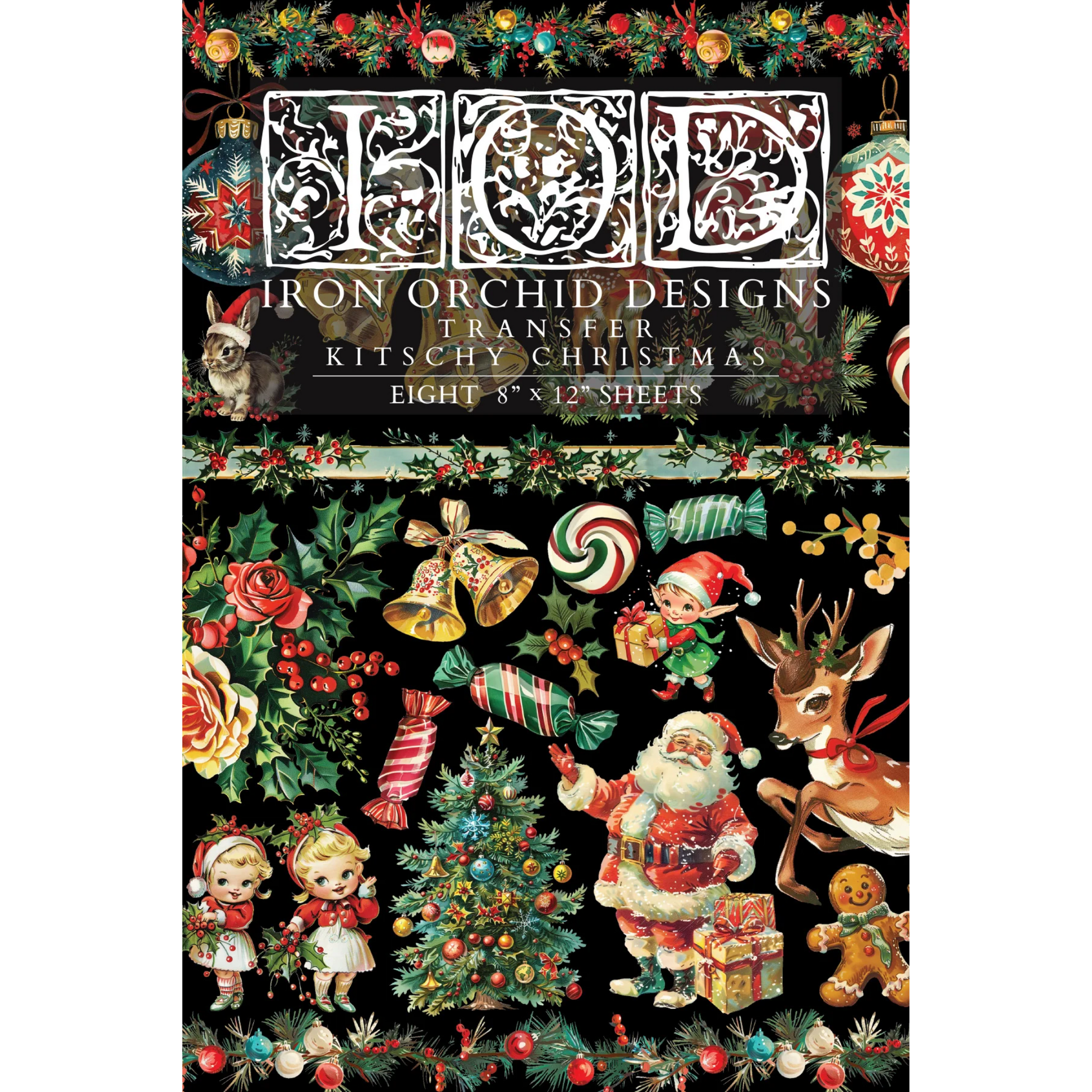 "Kitschy Christmas" IOD transfer by Iron Orchid Designs. Front Cover. Available at Milton's Daughter.