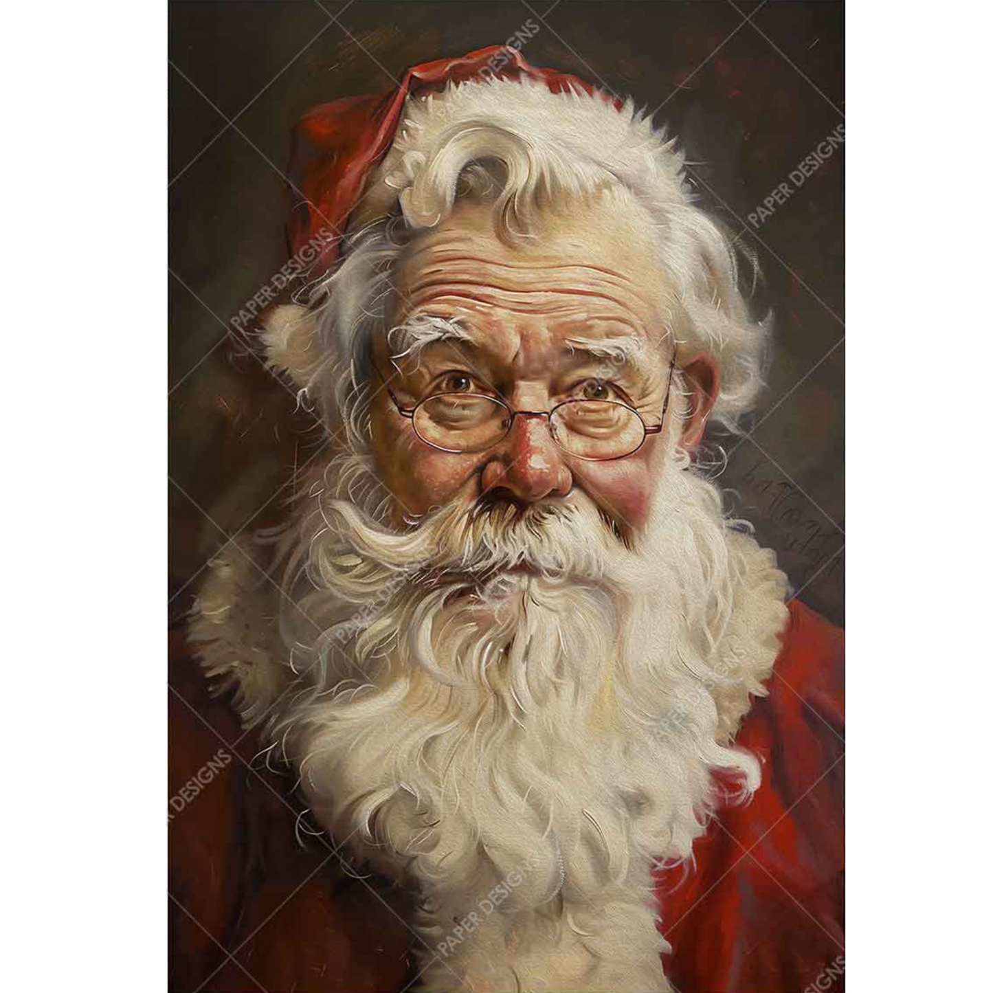 "Mischeivous Santa Portrait" decoupage rice paper by Paper Designs. Available at Milton's Daughter.