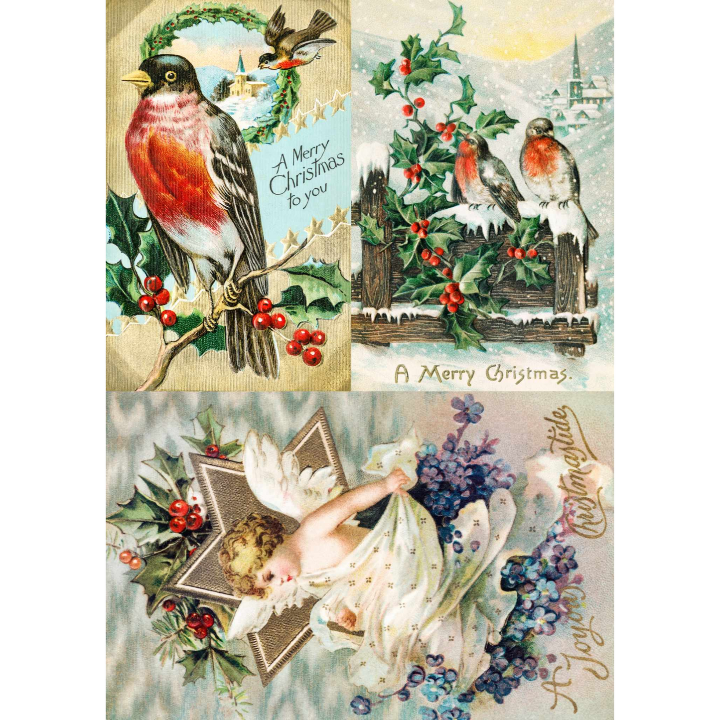 "Old Time Christmas" 3 sheet decoupage paper set by Made By Marley. Sheet #1 of 3.  Available at Milton's Daughter.