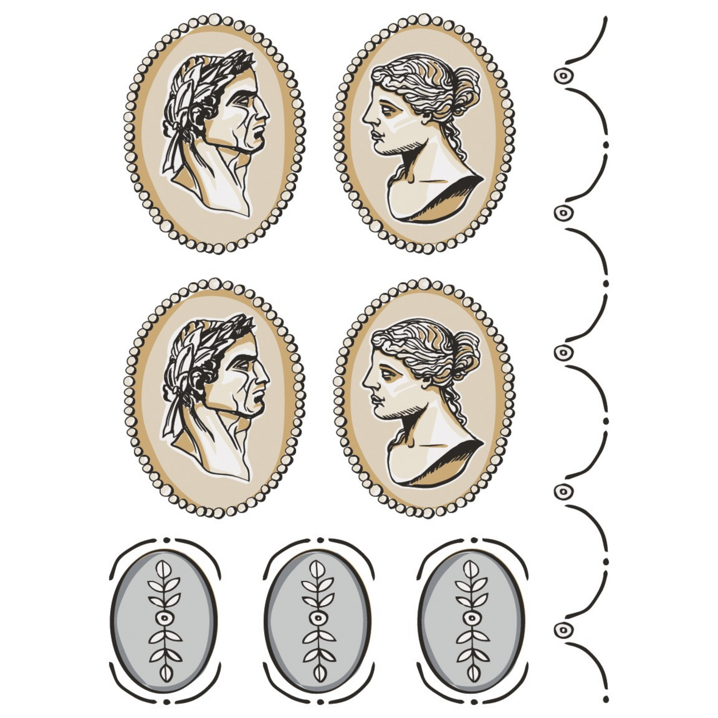 "Classical Cameo" IOD Paint Inlay Designed by Annie Sloan. Two of eight sheets inlcuded as shown. Available at Milton's Daughter.