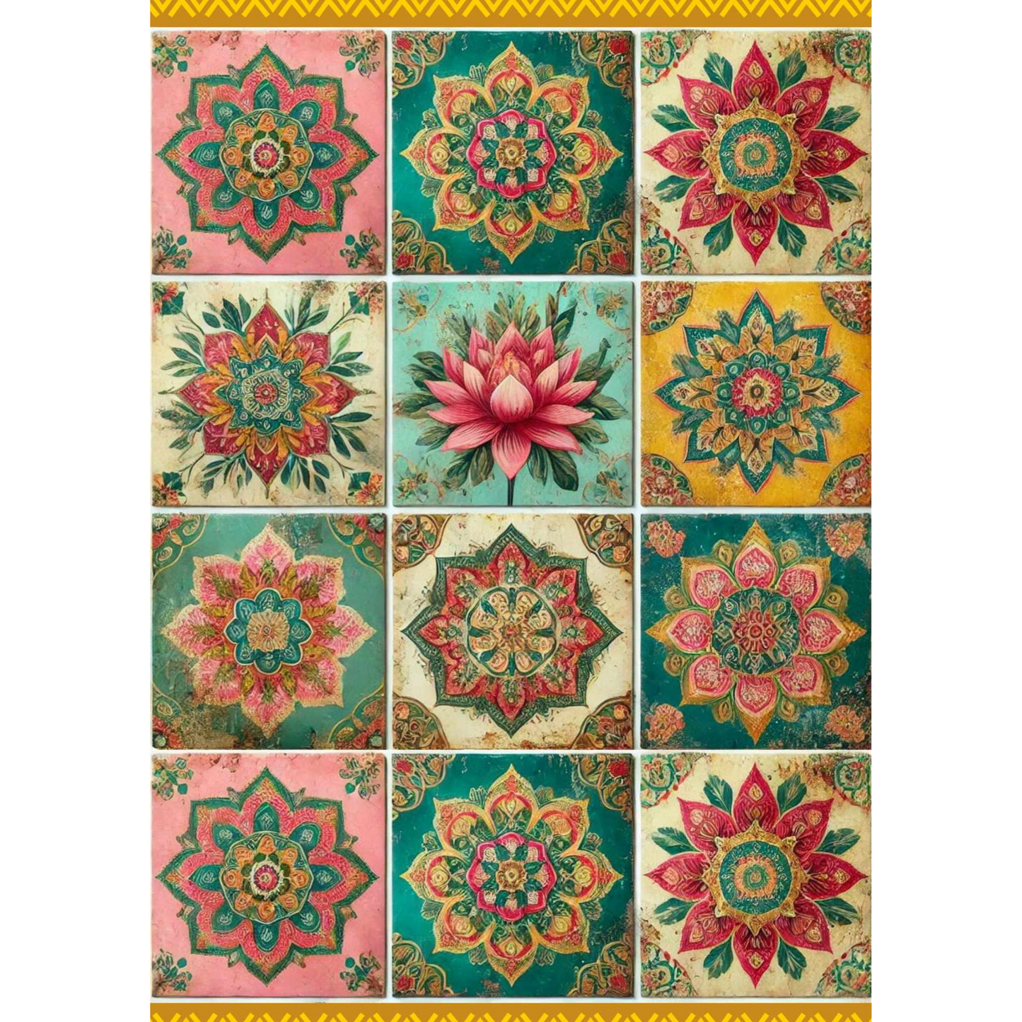 "Boho Tile" Decoupage paper set by Made By Marley. Page 1 of 3. Available at Milton's Daughter.