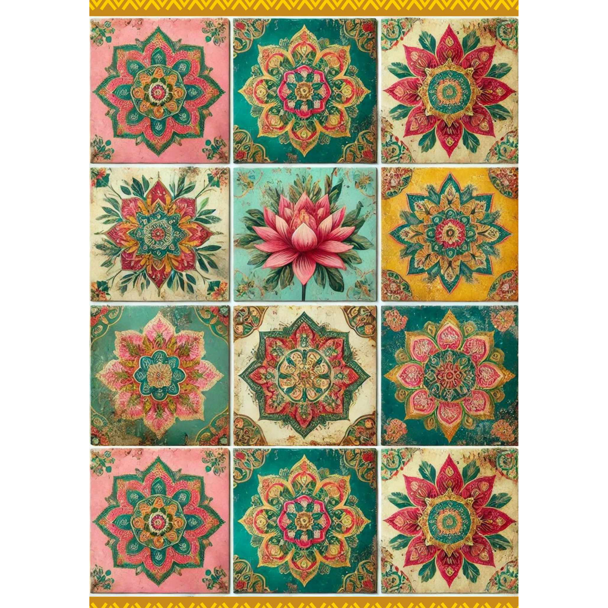 "Boho Tile" Decoupage paper set by Made By Marley. Page 1 of 3. Available at Milton's Daughter.