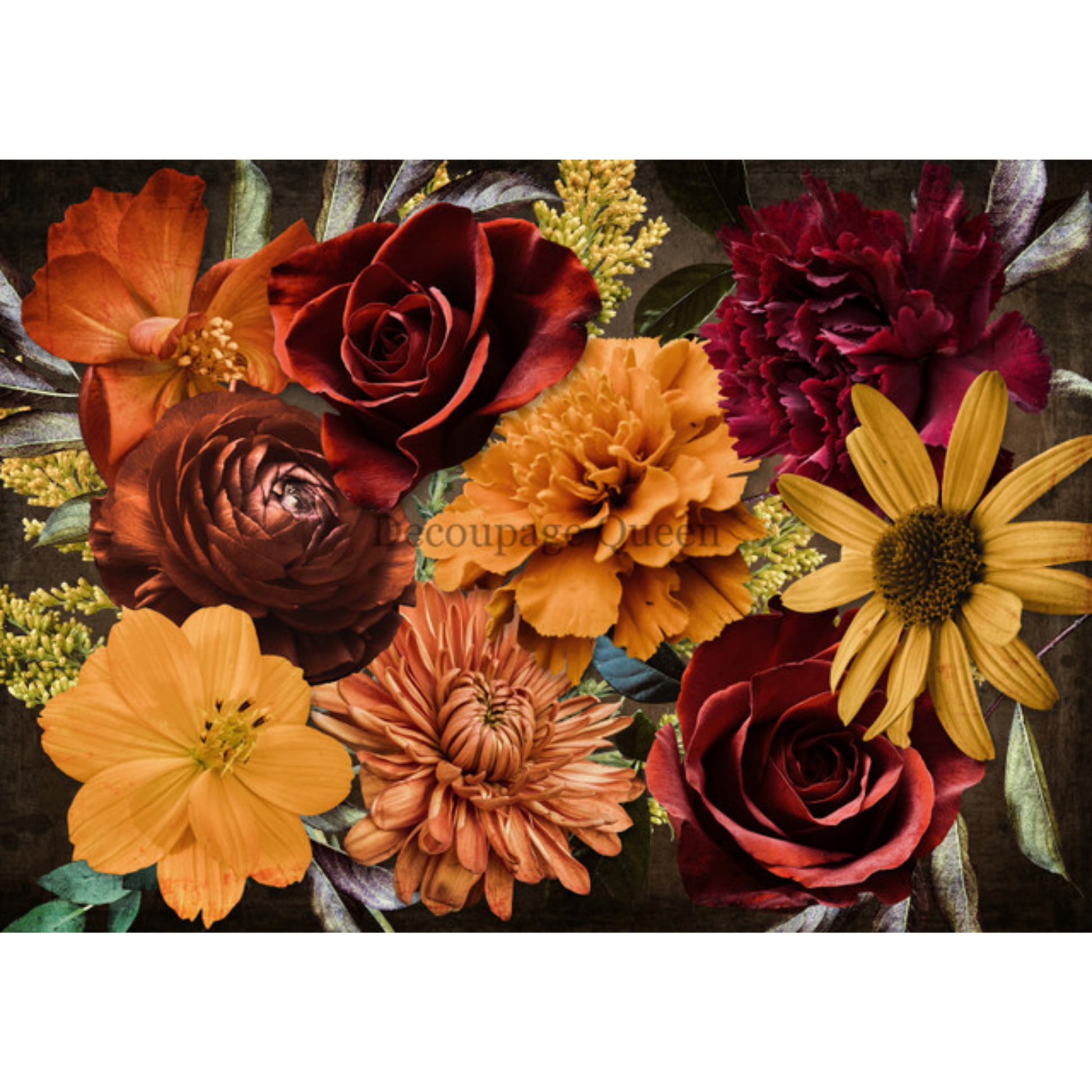 "Pumpkin Spice Florals" decoupage rice papers by Decouapge Queen.