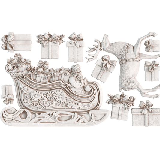 "Santa's Sleigh" IOD mould by Iron Orchid Designs. Castings photo. Available at Milton's Daughter.