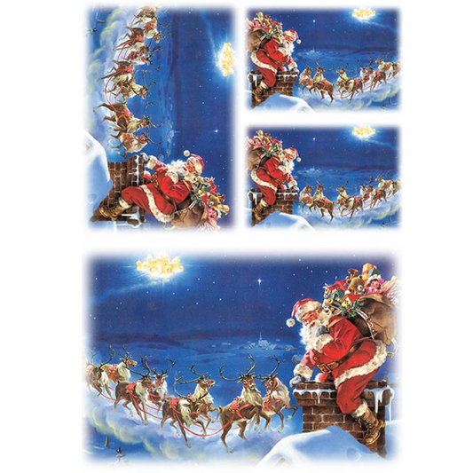 "Santa and Reindeer At The Chimney" decoupage rice paper by Paper Designs. Available at Milton's Daughter.