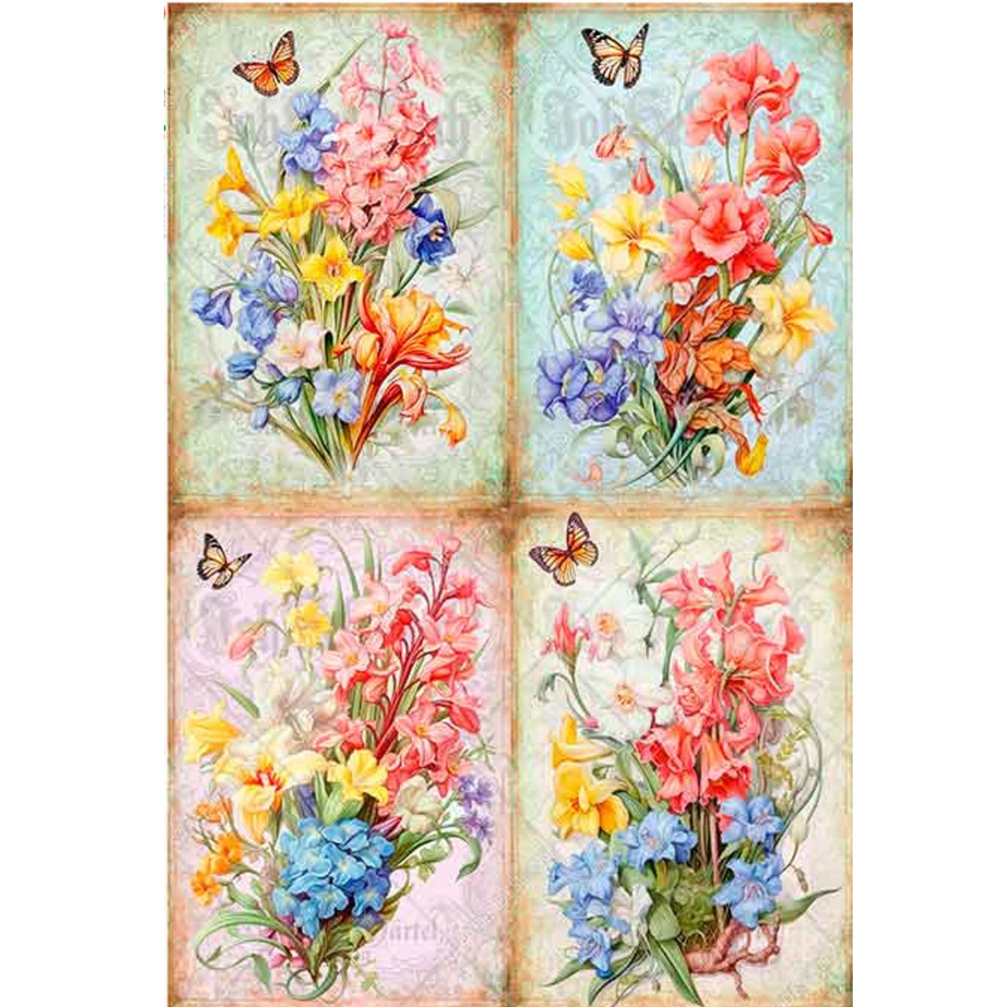 "Spring Wildflower Bundle 4 Pack" decoupage rice paper by Paper Designs. Available at Milton's Daughter.