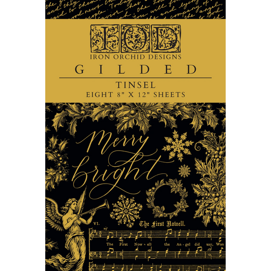 "Tinsel" IOD Gilded Foil Transfer by Iron Orchid Designs. Front cover. Available at Milton's Daughter.