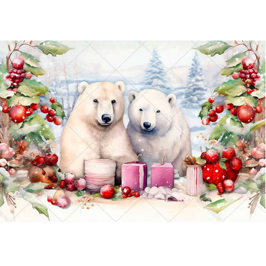 "Two Festive Polar Bears" decoupage rice paper by Paper Designs. Available at Milton's Daughter.