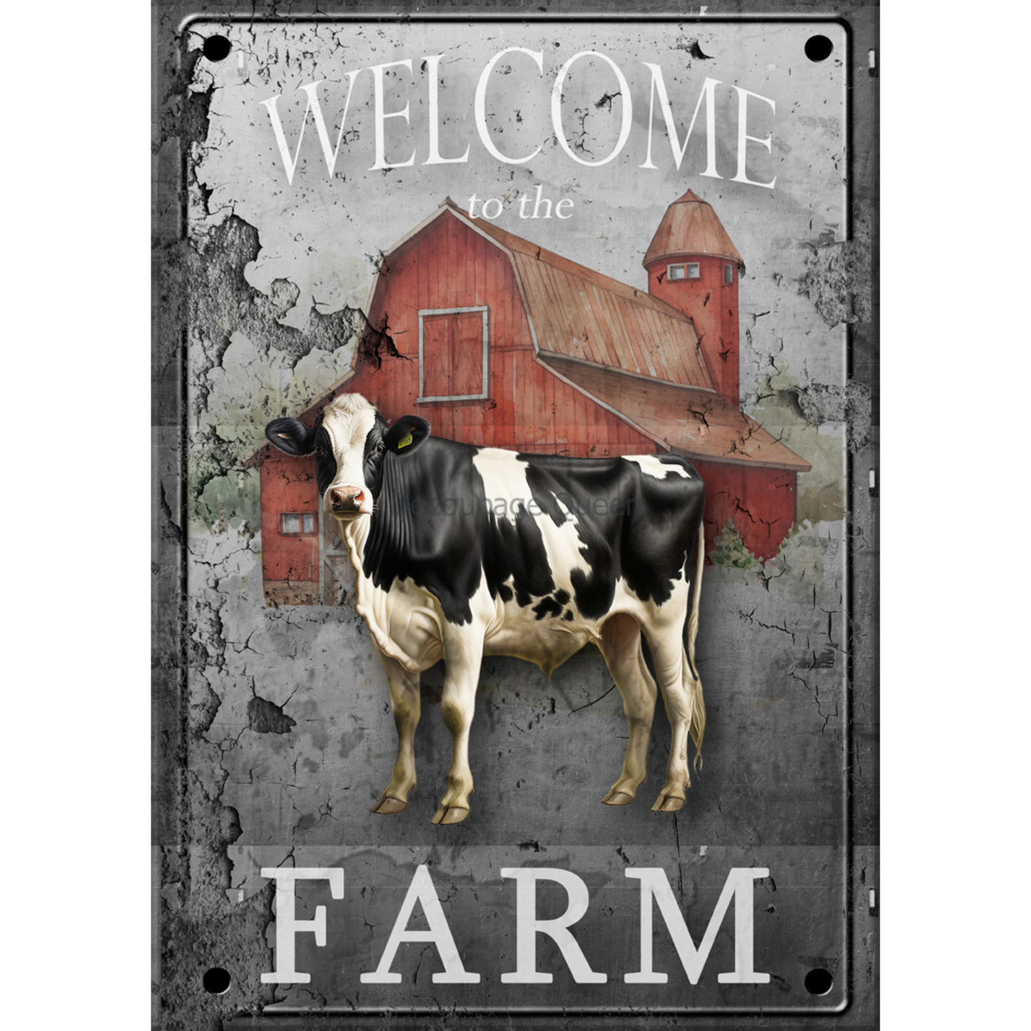 "Welcome To The Farm" decoupage rice paper by Decoupage Queen. Available at Milton's Daughter.