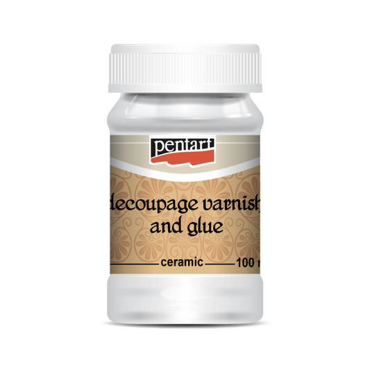 Decoupage Varnish and Glue for Ceramic by Pentart. Available at Milton's Daughter.