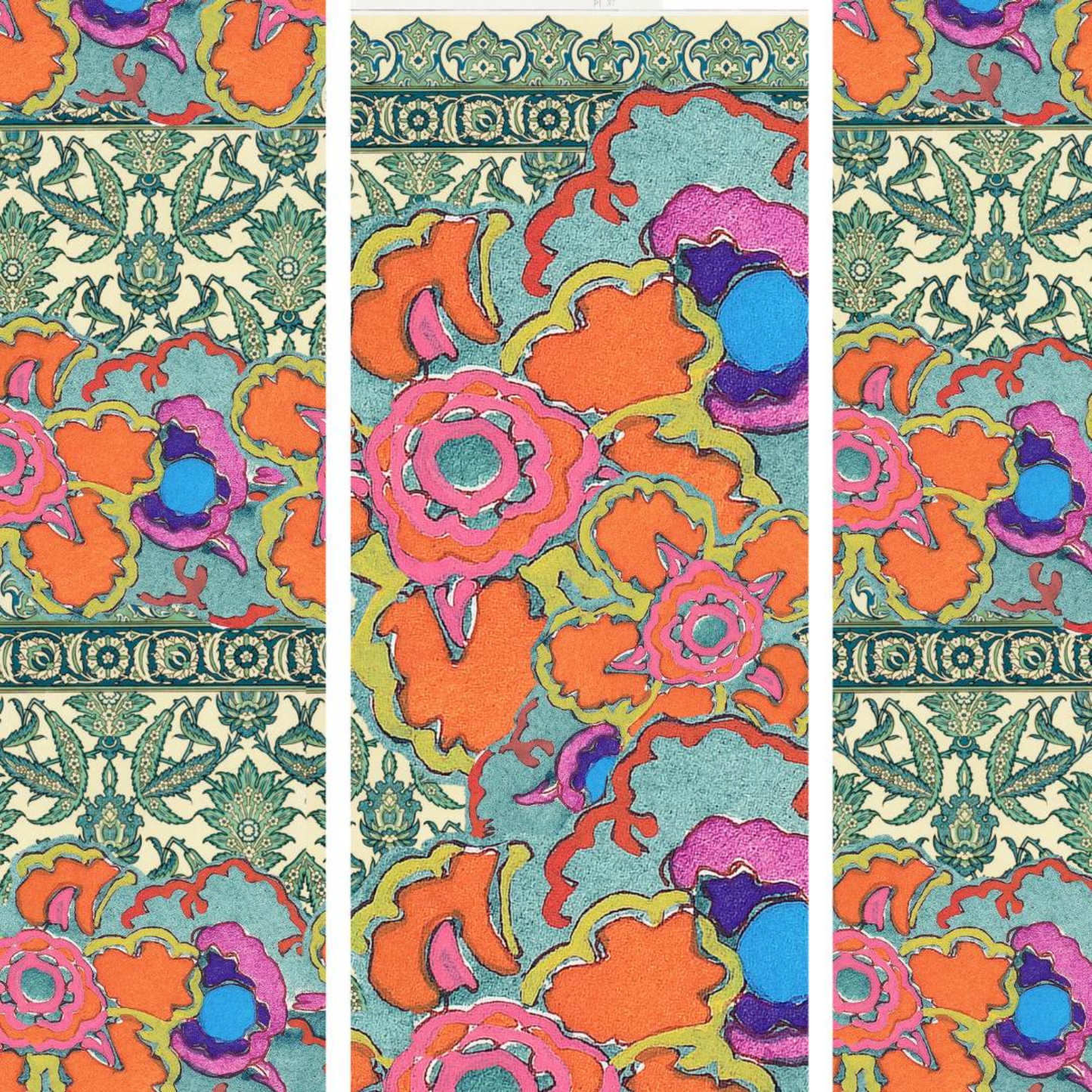 "Edgy Floral" decoupage paper set from Made by Marley. Combo photo showing all three patterned sheets inlcuded in this 3 piece set. Size A3 available at Milton's Daughter.