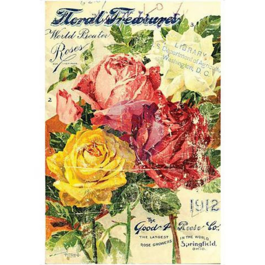 Floral Treasures Transfer by IOD, first generation product, floral transfer with print, "The Good Reese Co,-Springfield, Ohio, 1912" at Milton's Daughter