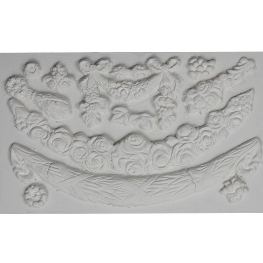 IOD Silicone Mould "Swags by Iron Orchid Designs -example castings. IOD molds are available at Milton's Daughter