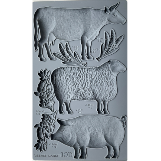 Village Market IOD Silicone Mold by Iron Orchid Designs.  Mould measures 6" x 10." Available at Milton's Daughter.