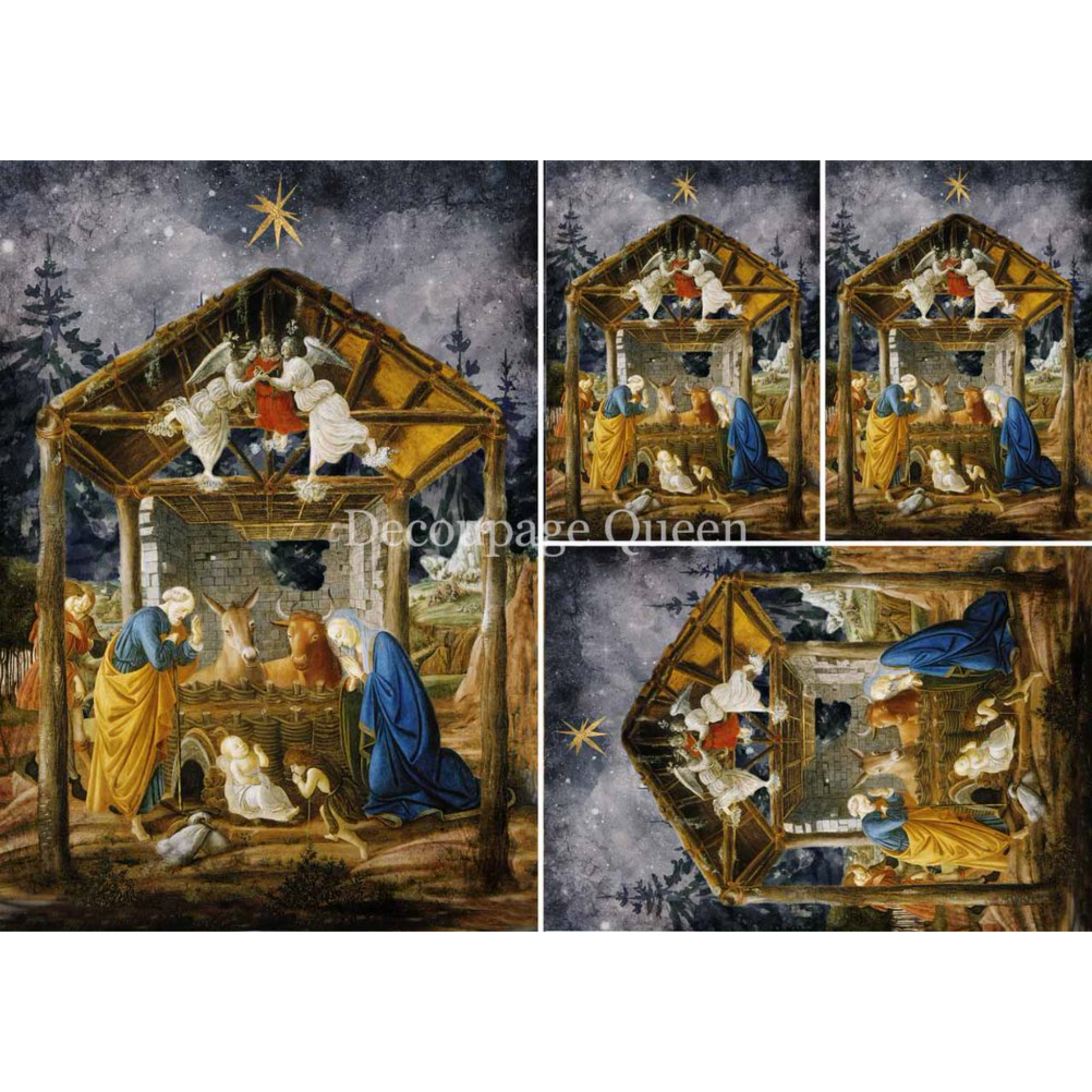 Nativity by Botticelli-mini-decoupage rice paper by Decoupage Queen. Available at Milton's Daughter.