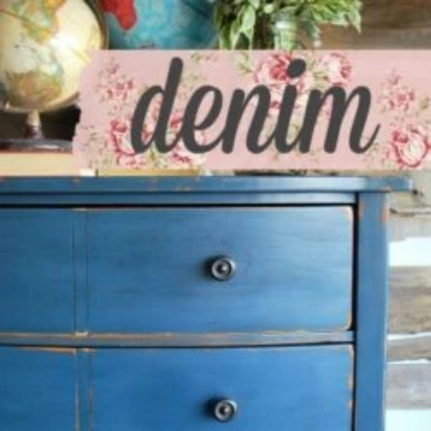 Antique dresser painted in Denim (blue) by Sweet Pickins Milk Paint available at Milton's Daughter