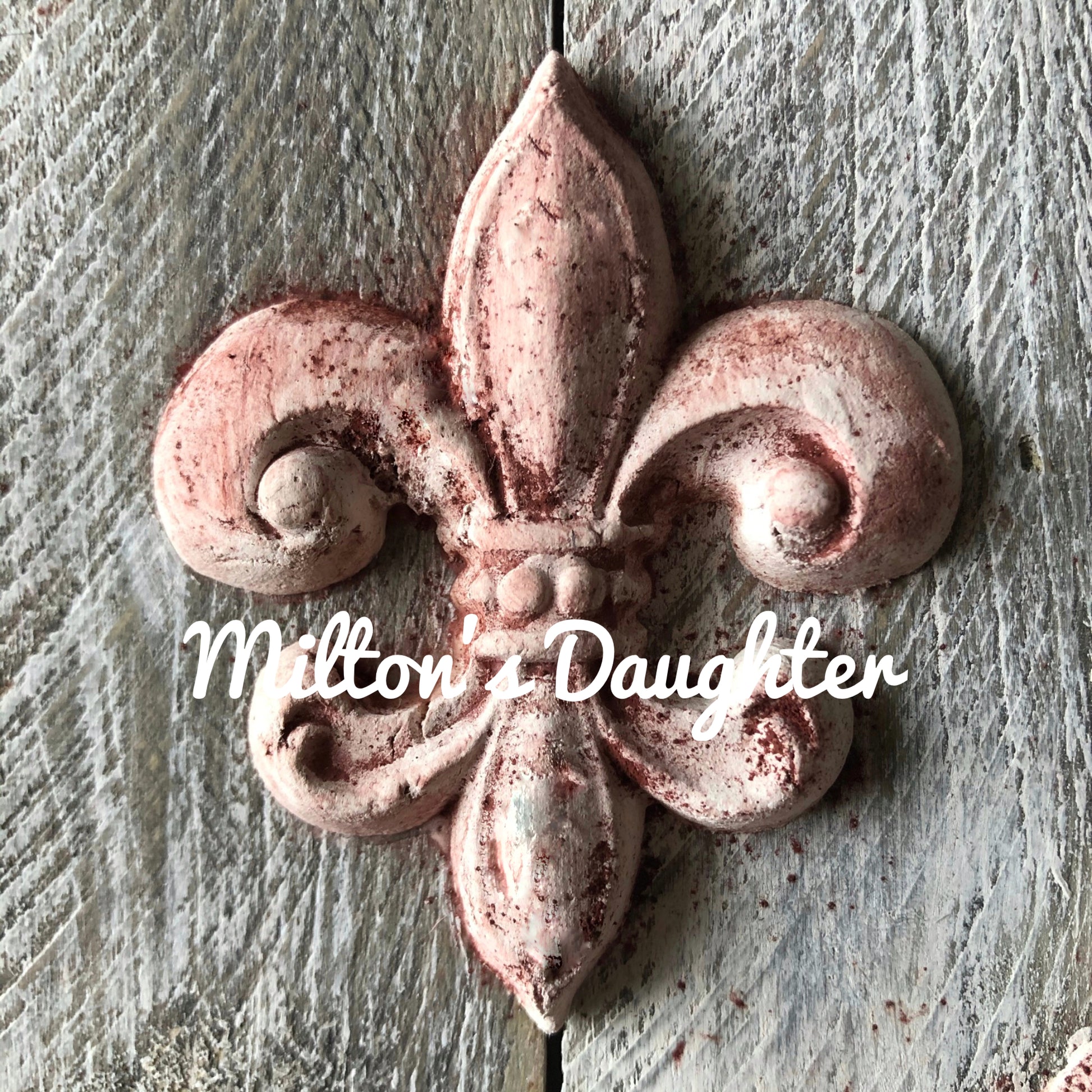 IOD Fleur De Lis Mold casting mounted on wood at Milton's Daughter