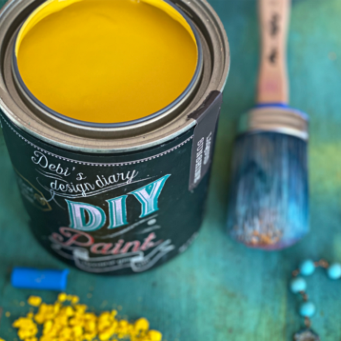 Debi's Design Diary DIY Paint in Liquid Sunshine (bright yellow) at Milton's Daughter