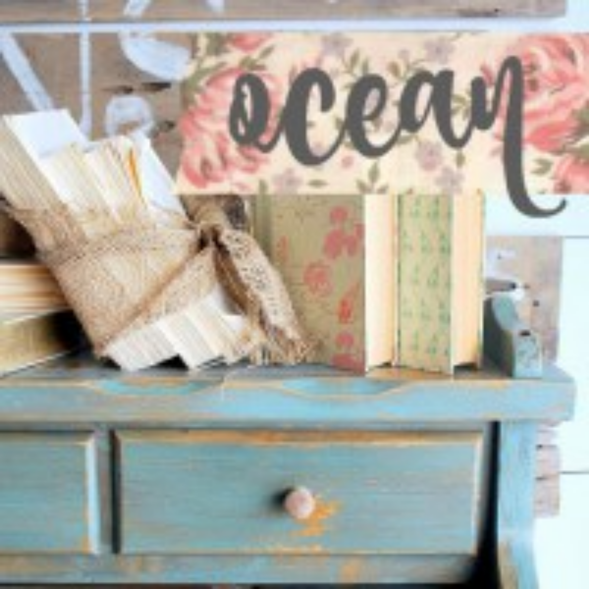 Antique dresser painted in Ocean (blue) by Sweet Pickins Milk Paint available at Milton's Daughter